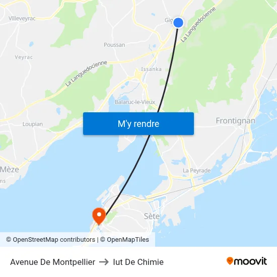 Avenue De Montpellier to Iut De Chimie map