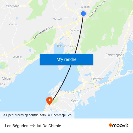 Les Bégudes to Iut De Chimie map
