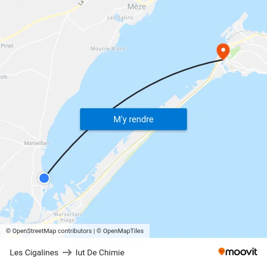 Les Cigalines to Iut De Chimie map