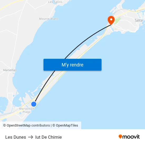 Les Dunes to Iut De Chimie map