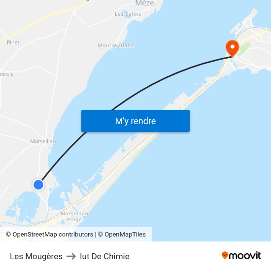 Les Mougères to Iut De Chimie map