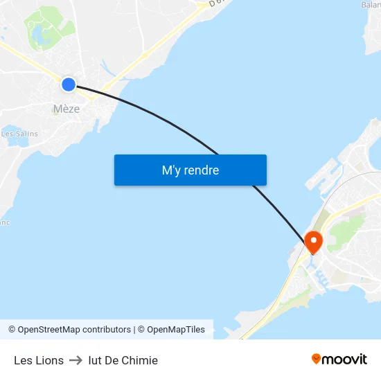 Les Lions to Iut De Chimie map