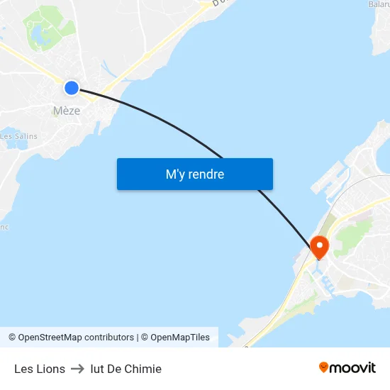 Les Lions to Iut De Chimie map