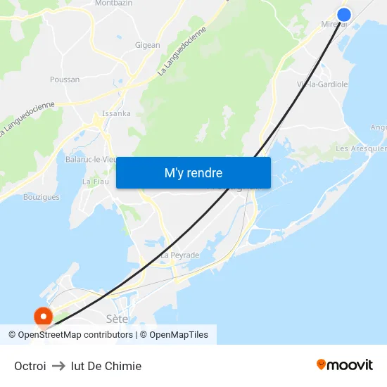 Octroi to Iut De Chimie map