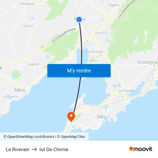 Le Riverain to Iut De Chimie map