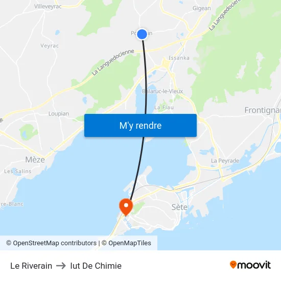 Le Riverain to Iut De Chimie map