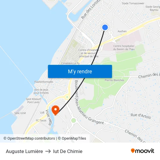 Auguste Lumière to Iut De Chimie map