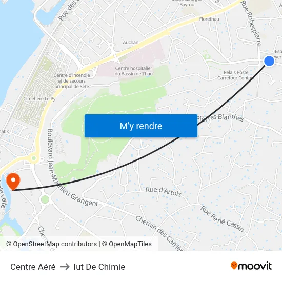 Centre Aéré to Iut De Chimie map