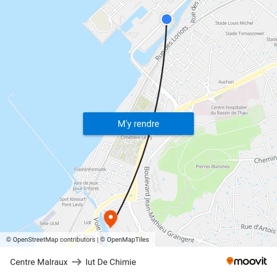 Centre Malraux to Iut De Chimie map
