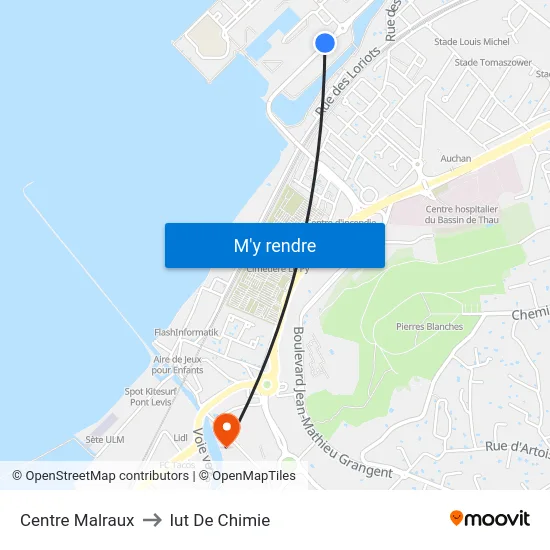 Centre Malraux to Iut De Chimie map