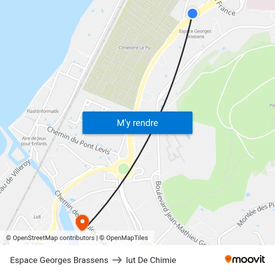 Espace Georges Brassens to Iut De Chimie map
