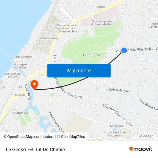 Le Gecko to Iut De Chimie map