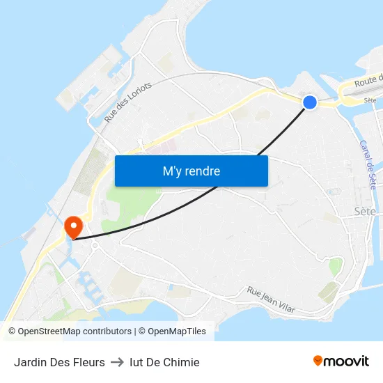Jardin Des Fleurs to Iut De Chimie map