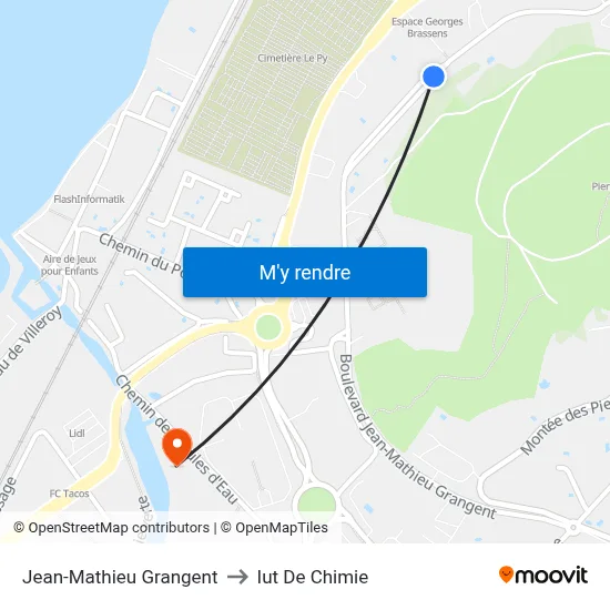 Jean-Mathieu Grangent to Iut De Chimie map