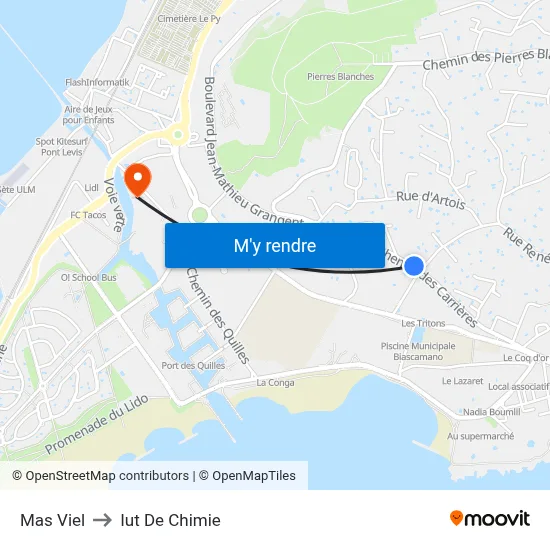 Mas Viel to Iut De Chimie map