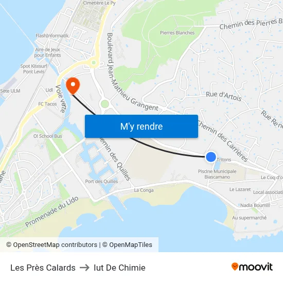 Les Près Calards to Iut De Chimie map