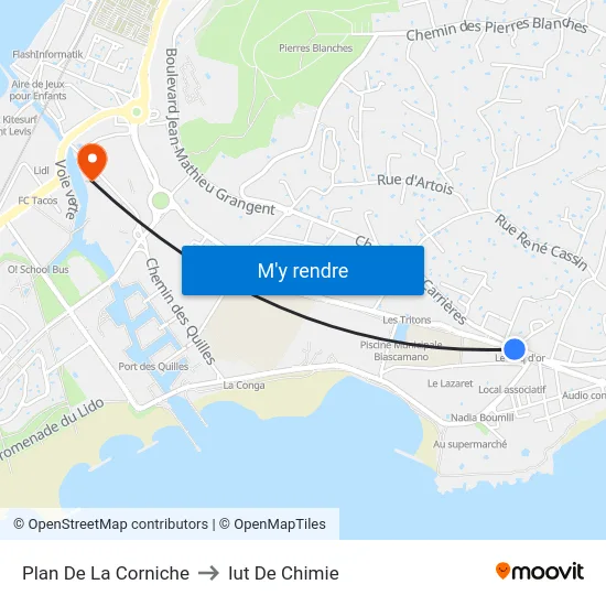 Plan De La Corniche to Iut De Chimie map