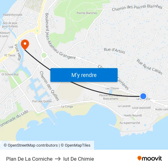 Plan De La Corniche to Iut De Chimie map