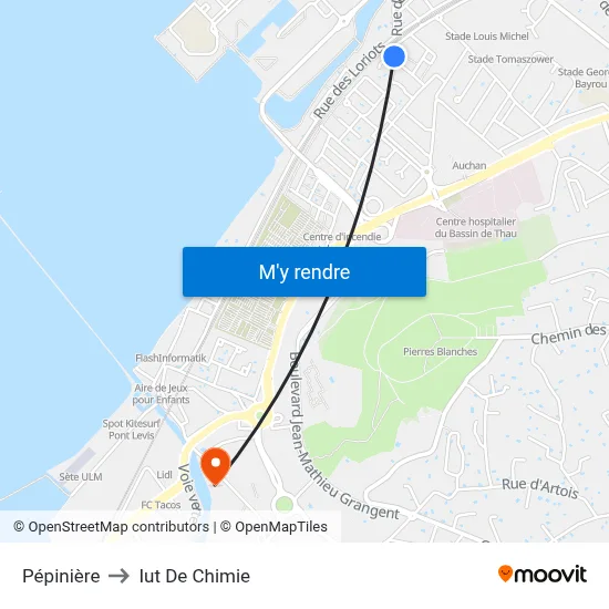 Pépinière to Iut De Chimie map