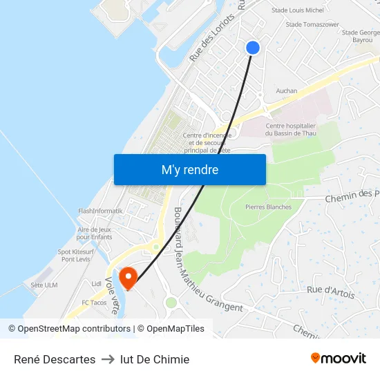 René Descartes to Iut De Chimie map