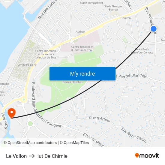 Le Vallon to Iut De Chimie map