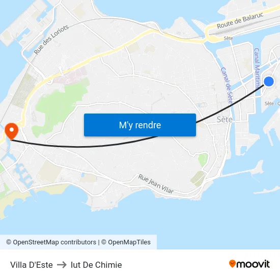 Villa D'Este to Iut De Chimie map