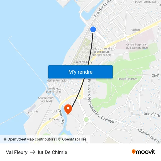 Val Fleury to Iut De Chimie map