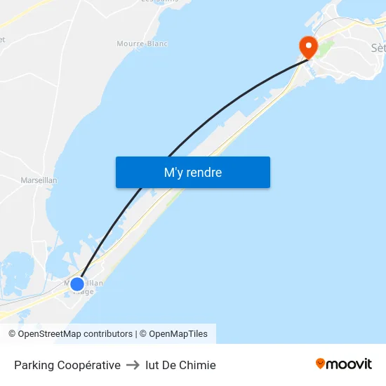 Parking Coopérative to Iut De Chimie map