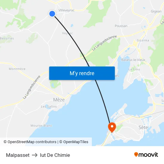 Malpasset to Iut De Chimie map