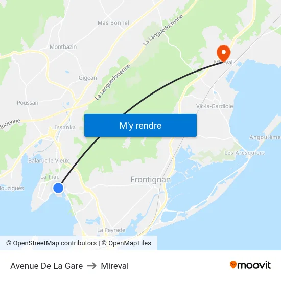 Avenue De La Gare to Mireval map