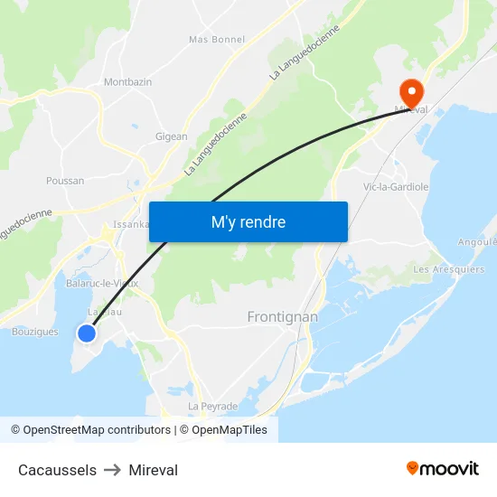 Cacaussels to Mireval map