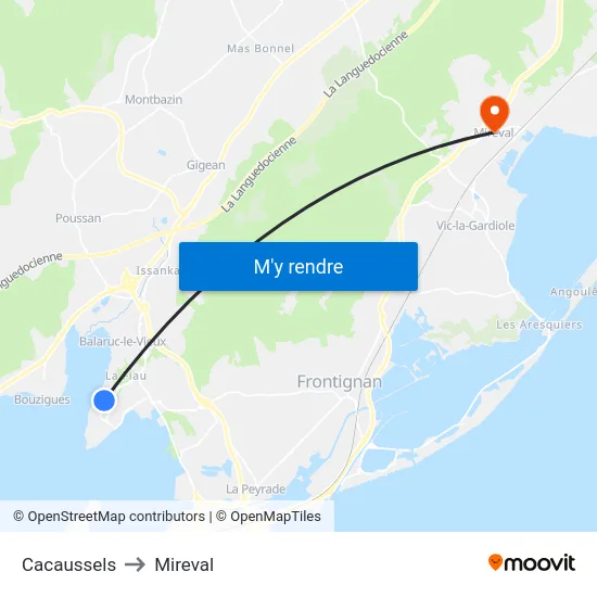 Cacaussels to Mireval map