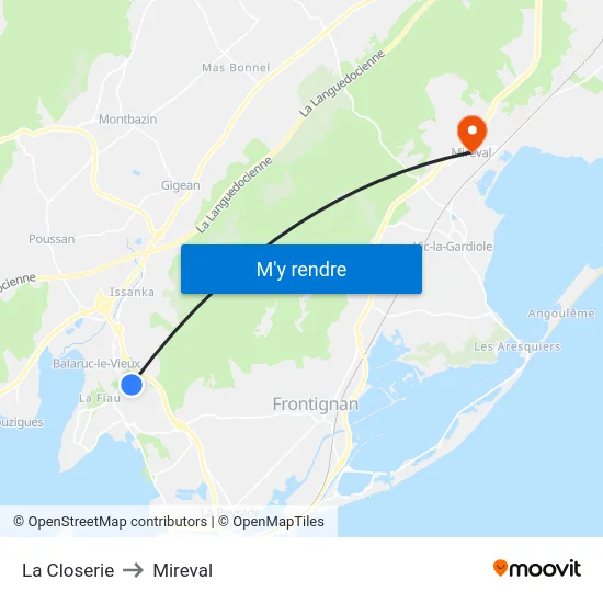 La Closerie to Mireval map