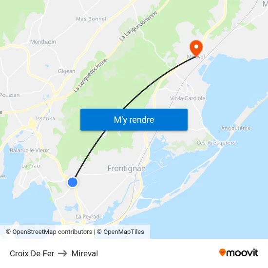 Croix De Fer to Mireval map