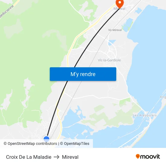 Croix De La Maladie to Mireval map