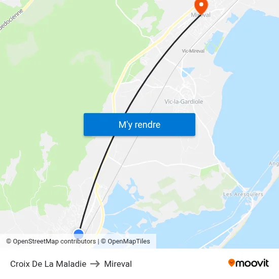 Croix De La Maladie to Mireval map