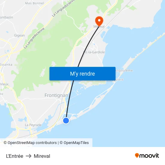 L'Entrée to Mireval map