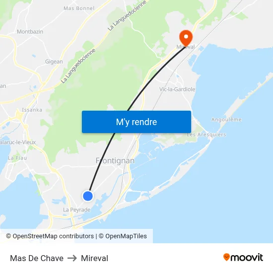 Mas De Chave to Mireval map