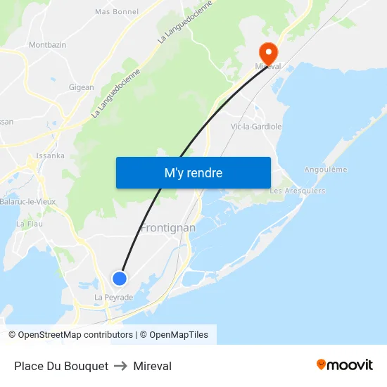 Place Du Bouquet to Mireval map