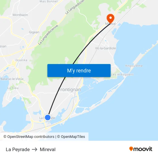 La Peyrade to Mireval map