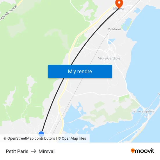 Petit Paris to Mireval map