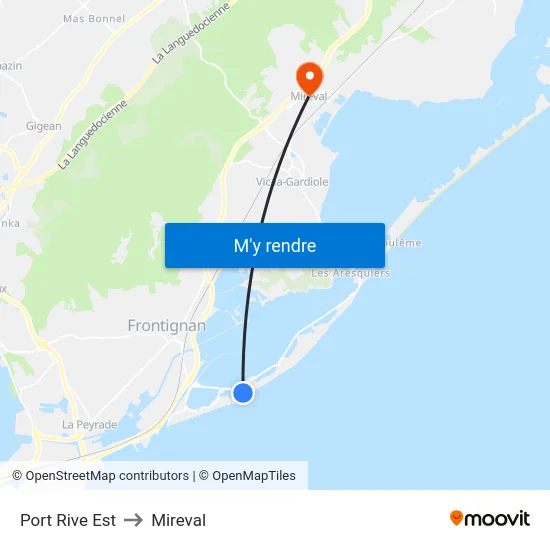Port Rive Est to Mireval map