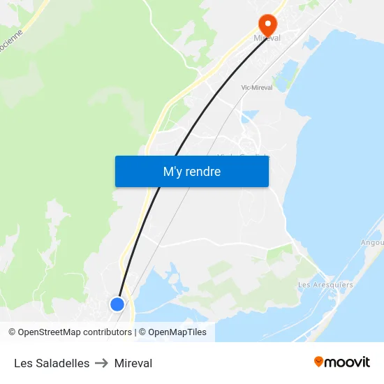 Les Saladelles to Mireval map