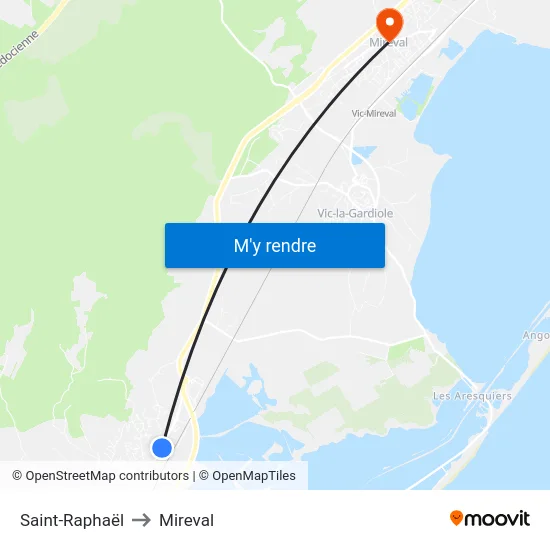 Saint-Raphaël to Mireval map