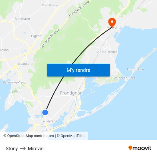 Stony to Mireval map