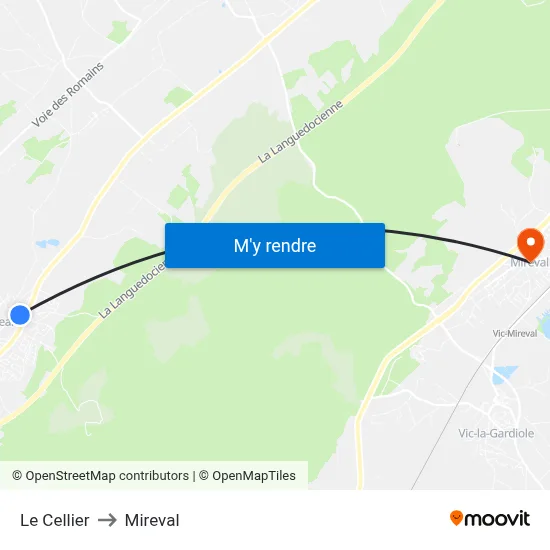 Le Cellier to Mireval map