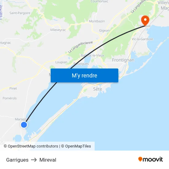 Garrigues to Mireval map