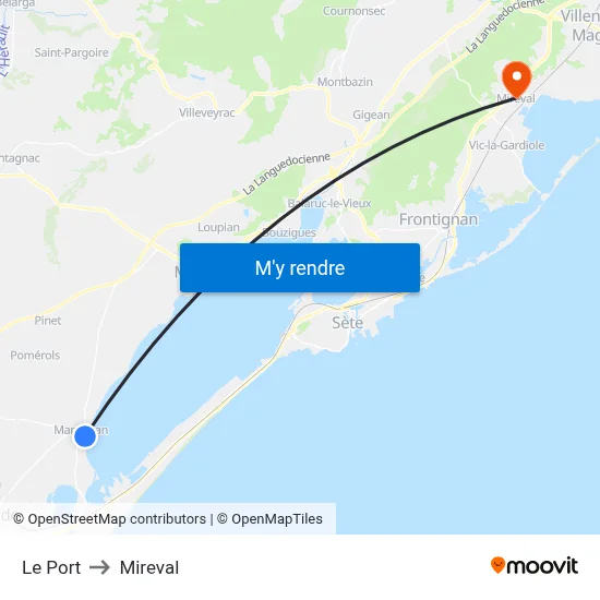 Le Port to Mireval map