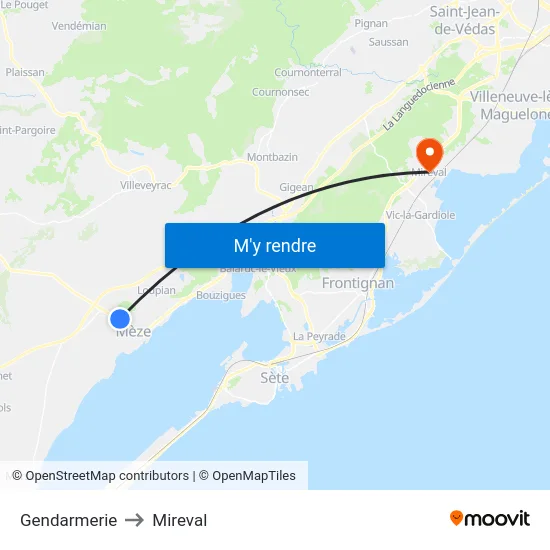 Gendarmerie to Mireval map