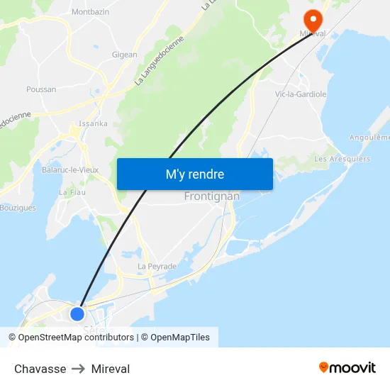 Chavasse to Mireval map